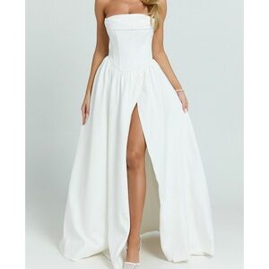 Showpo Jeannie Maxi Dress - Corset Panel High Split Dress